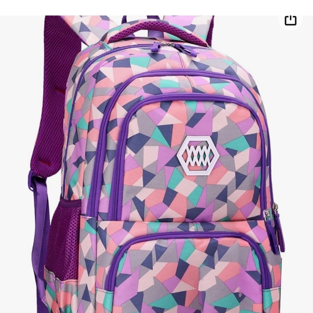 #BackToSchoolBackpack pink, geometric, backpack, heavy duty new.